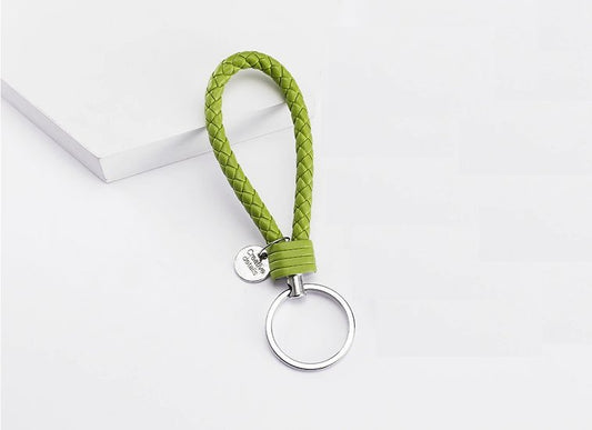 Sleutelhanger gevlochten leer - Groen - Medase