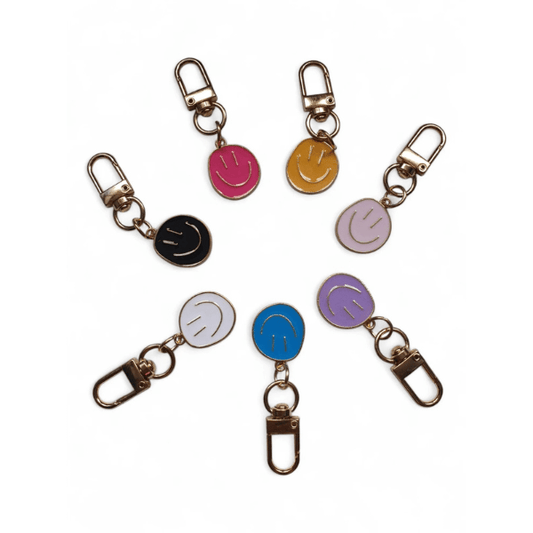 Sleutelhanger Smiley Bag Charm – Kleurrijke Tashanger met Gouden Clip - Medase
