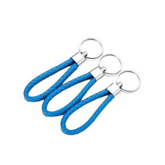 Sleutel/tas hanger gevlochten leer - Blauw - Medase