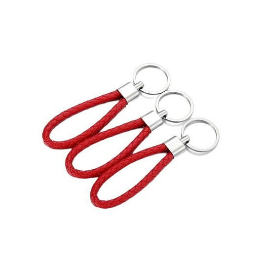 Sleutel/tas hanger gevlochten leer - Rood - Medase