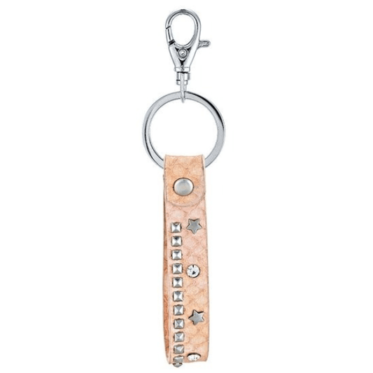 Sleutel/tas hanger leather strap studs - Zalm - Medase