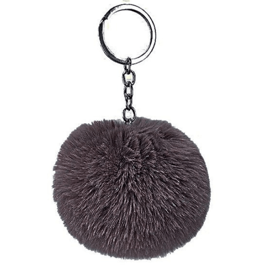 Sleutel/tas hanger met pluizenbol - Grijs - Medase