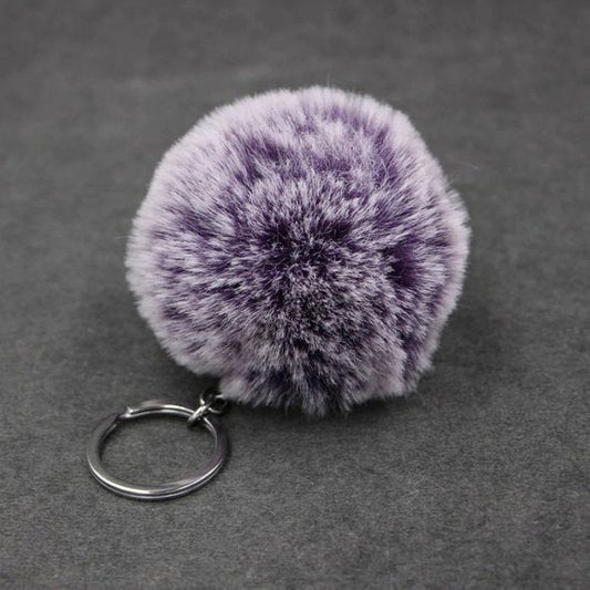 Sleutel/tas hanger met pluizenbol - Paars gemeleerd - Medase