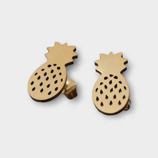Stainless steel oorknopjes ananas - Goud - Medase