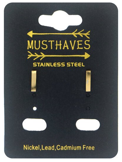 Stainless steel oorknopjes bar - gold - Medase