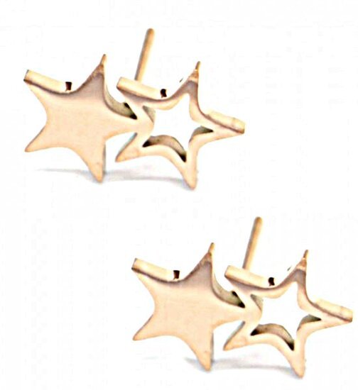 Stainless steel oorknopjes double stars - Rose gold - Medase
