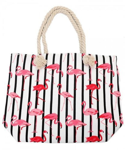 Strandtas flamingo gestreept - Medase