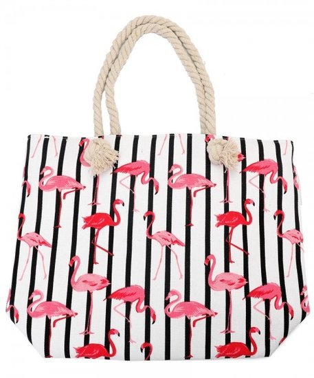 Strandtas flamingo gestreept - Medase