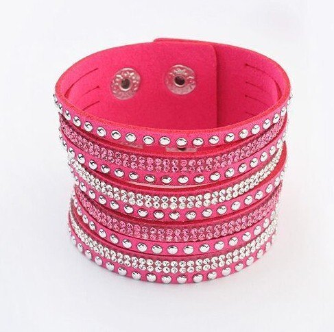 Strass armband - Hard roze - Medase