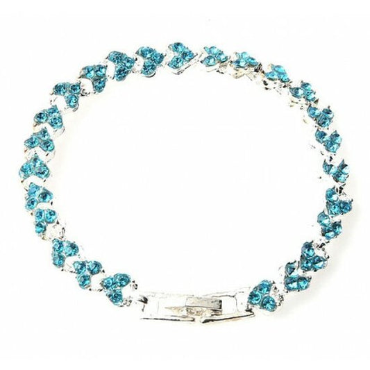 Strass armband heart - Licht blauw - Medase
