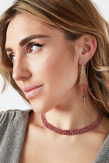 Strass ketting / Choker goud/wit - Medase