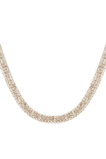 Strass ketting / Choker goud/wit - Medase