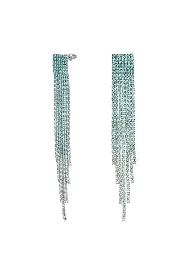 Strass oorbellen santana - Blauw - Medase