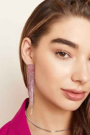 Strass oorbellen santana - Roze - Medase