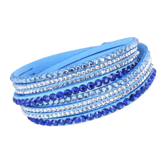 Strass wikkelarmband - Blauw - Medase