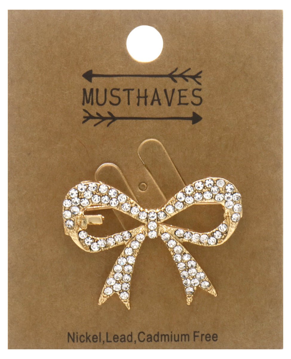 Strik Broche met Strass Goudkleurig - Medase