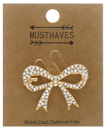 Strik Broche met Strass Goudkleurig - Medase