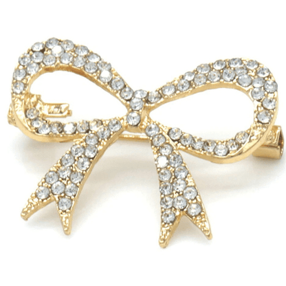 Strik Broche met Strass Goudkleurig - Medase