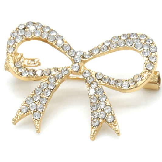 Strik Broche met Strass Goudkleurig - Medase