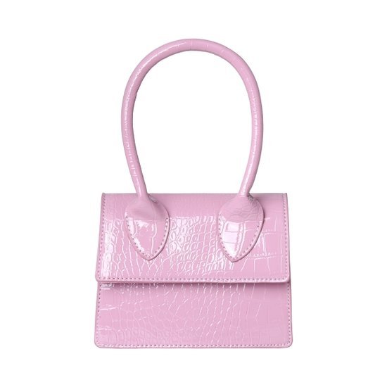 Tas Fashonista paars PU leer croco look 17x12cm magneet sluiting gouden schouderband
