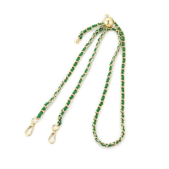 Tas riem bag strap chain goud groen 130cm verstelbaar metalen schakels PU leer
