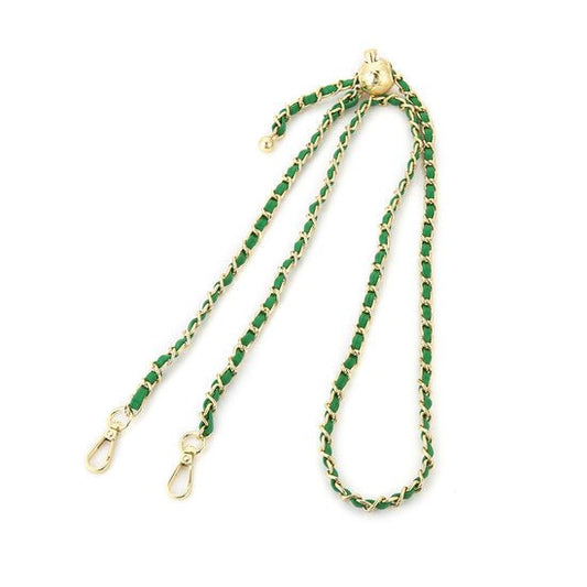 Tas riem bag strap chain goud groen 130cm verstelbaar metalen schakels PU leer
