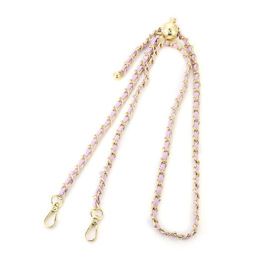 Tas riem bag strap chain goud lila 130cm verstelbaar metalen schakels PU leer