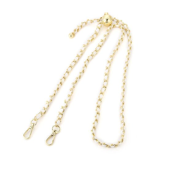 Tas riem bag strap chain goud wit 130cm verstelbaar metalen schakels PU leer