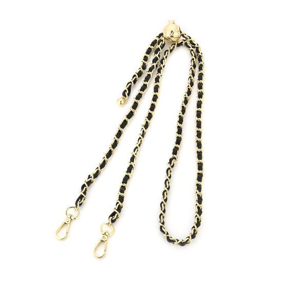 Tas riem bag strap chain goud zwart 130cm verstelbaar metalen schakels PU leer