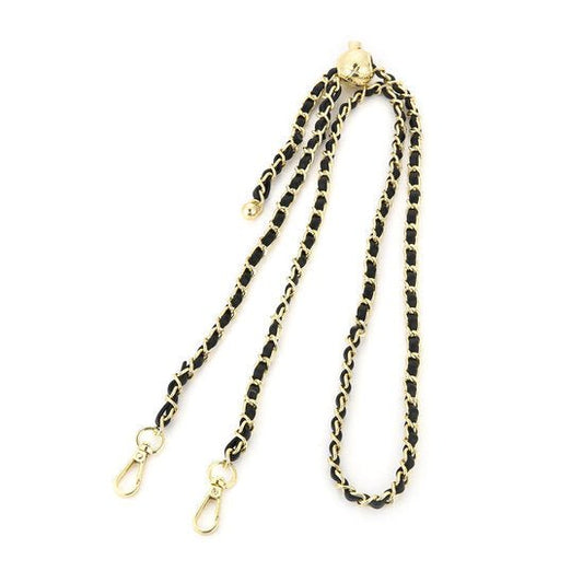 Tas riem bag strap chain goud zwart 130cm verstelbaar metalen schakels PU leer