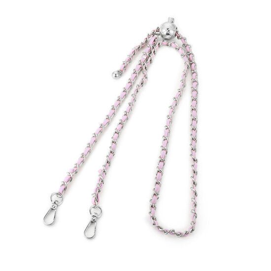 Tas riem bag strap chain zilver lila 130cm verstelbaar metalen schakels PU leer