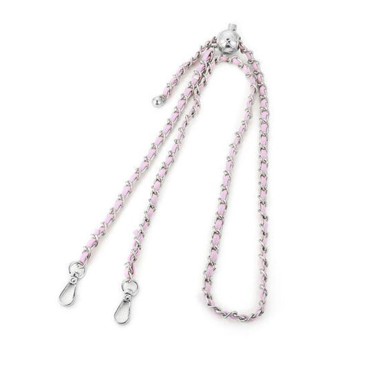 Tas riem bag strap chain zilver lila 130cm verstelbaar metalen schakels PU leer