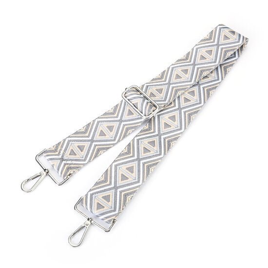 Tas riem bag strap triangle grijs beige 5cm verstelbaar zilverkleurig metaal