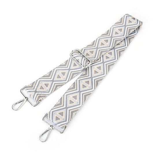 Tas riem bag strap triangle grijs beige 5cm verstelbaar zilverkleurig metaal