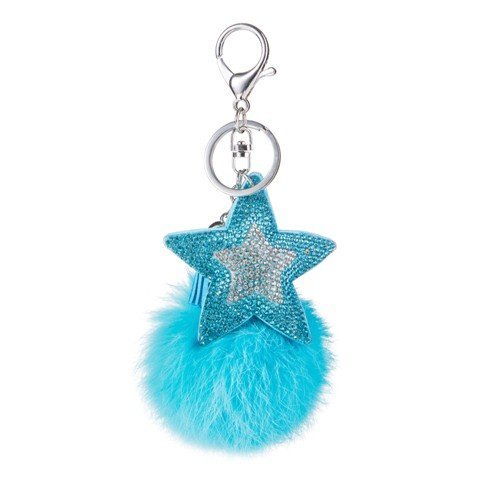 Tas/sleutel hanger bling star - Blauw - Medase