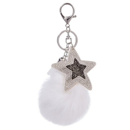 Tas/sleutel hanger bling star - Wit - Medase