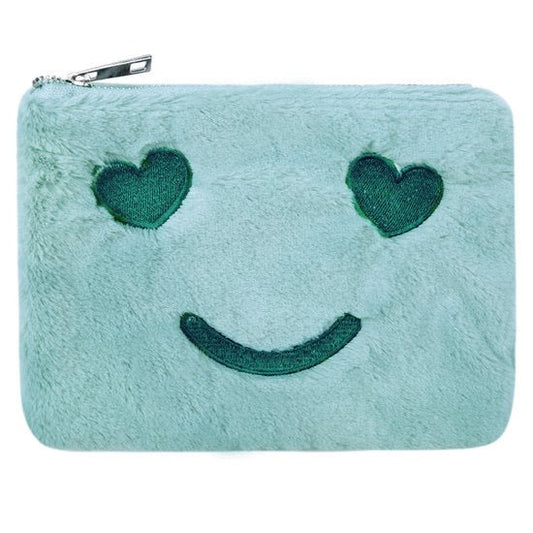 Toilet/make - up tas pluche heart smile - Groen - Medase