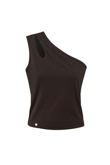 Topje/hemdje one shoulder Maat M - Bruin - Medase