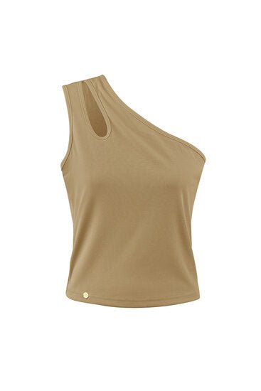 Topje/hemdje one shoulder Maat S - Beige - Medase