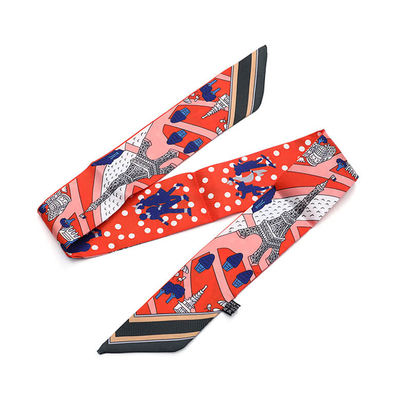 Twilly sjaal Parijs print rood - Medase