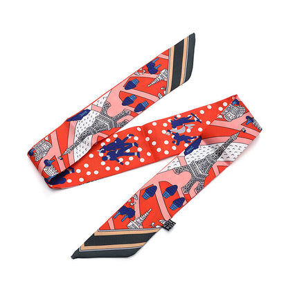 Twilly sjaal Parijs print rood - Medase