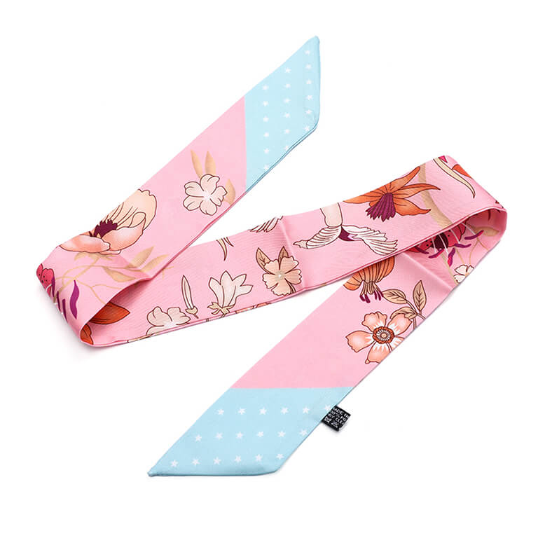 Twilly sjaal roze bloemen met blauw - Medase
