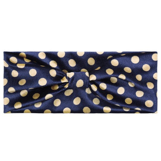 Velvet haarband dots - Blauw/goud - Medase