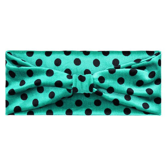 Velvet haarband dots - Groen/zwart - Medase