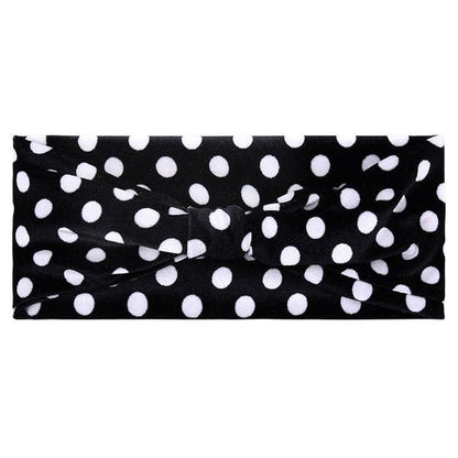 Velvet haarband dots - Zwart/wit - Medase