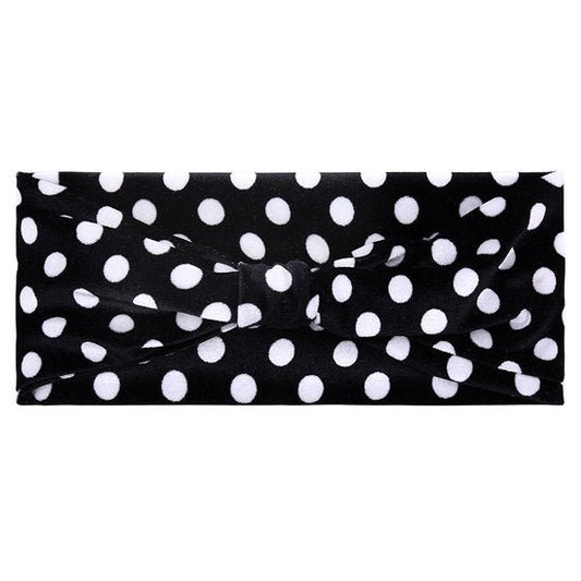 Velvet haarband dots - Zwart/wit - Medase
