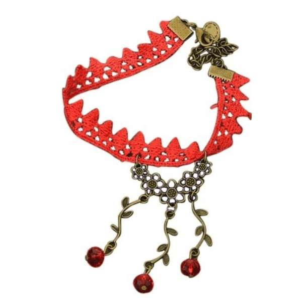 Vintage/gothic enkelbandje rood - Medase