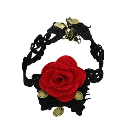 Vintage/gothic enkelbandje rose zwart/rood - Medase