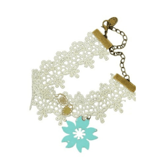 Vintage/gothic enkelbandje wit/blauw - Medase
