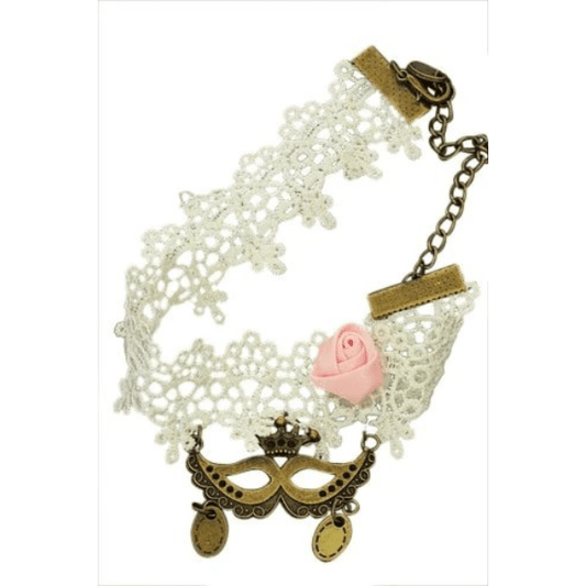Vintage/gothic enkelbandje wit/roze - Medase